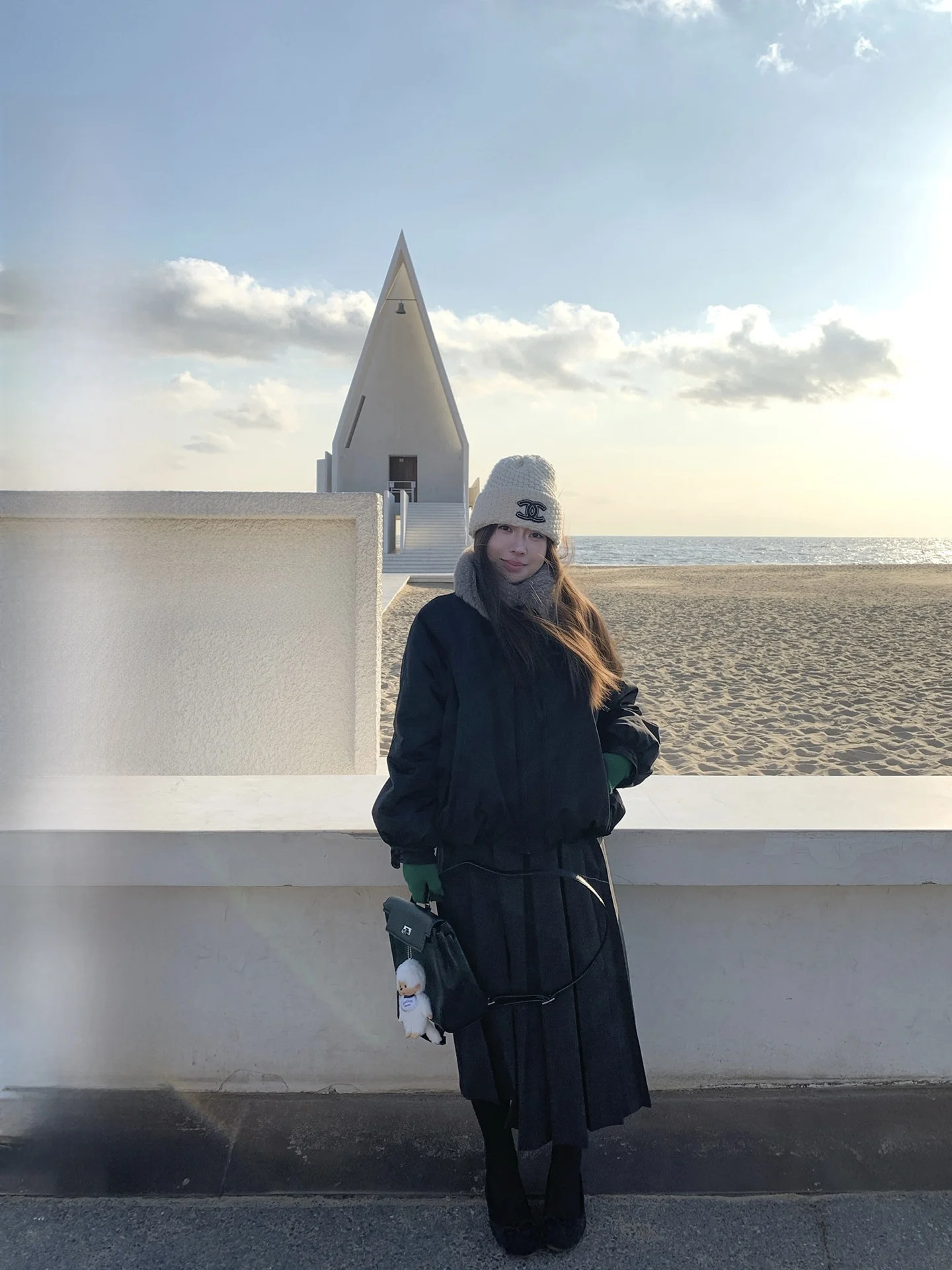 

EVNSLE Winter Thiened Women's Parka Coat with Detachable Fur Collar Inner Fce Bow Knot Design Casual Cotton Jaet