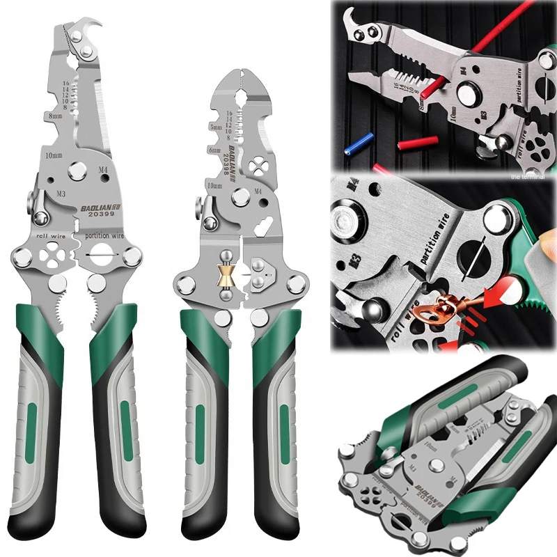 

Электрик щипцы для проводов, плоскогубцы для очистки проводов, многофункциональные пресс-клещи для зачистки кабелей, инструмент для обжима клемм, инструмент для резки боковой стороны