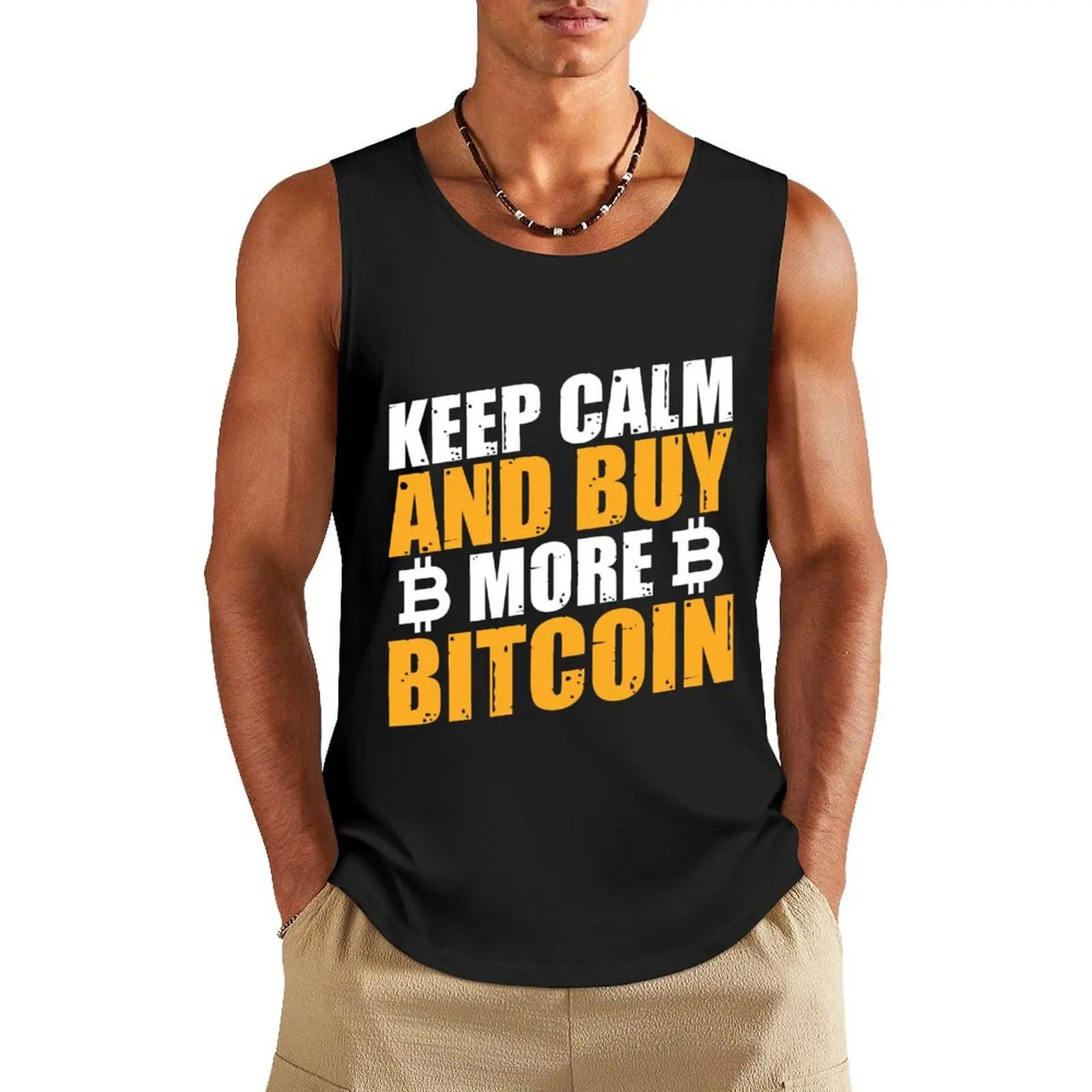 Keep calm and buy more bitcoin Tank Top mens designer clothes basketball clothing man sexy?costume gym t-shirts man