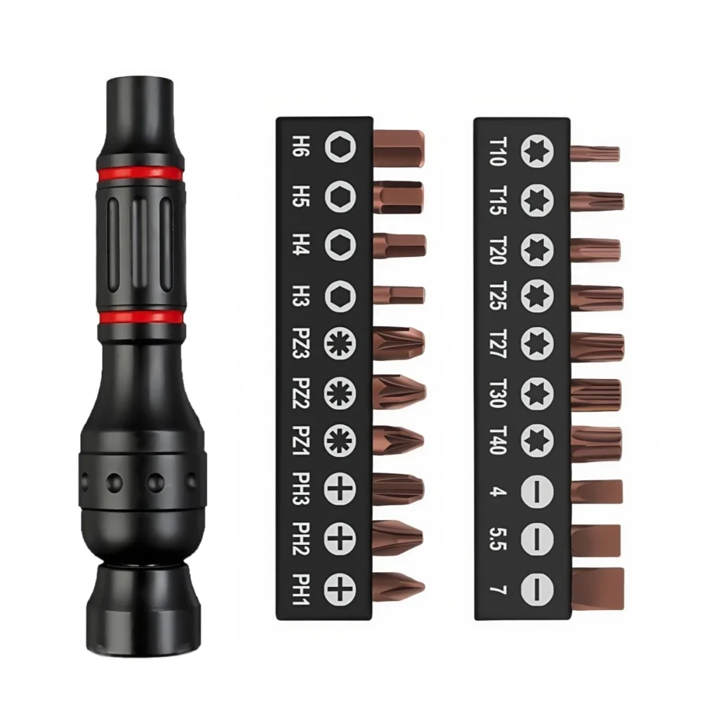 1-24PCS Präzision Aluminium Legierung Griff für Schaft 1/4 "Bits Komfortable Mini Schraubendreher 6,35mm Halter reparatur Werkzeuge Set S2 Bits – Detail 14