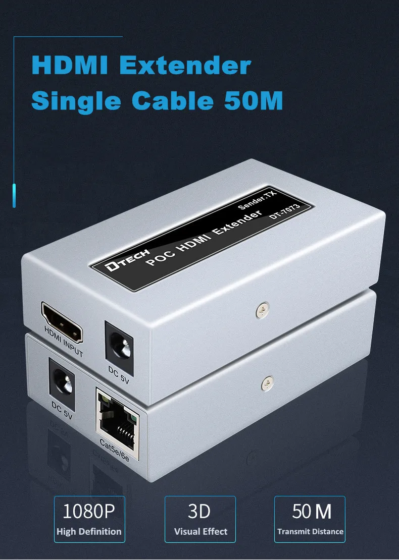 Extensor HDMI 1080p 60HZ RJ45 50M Ethernet LAN Cat5 Cat6 4K Extensor hdmi