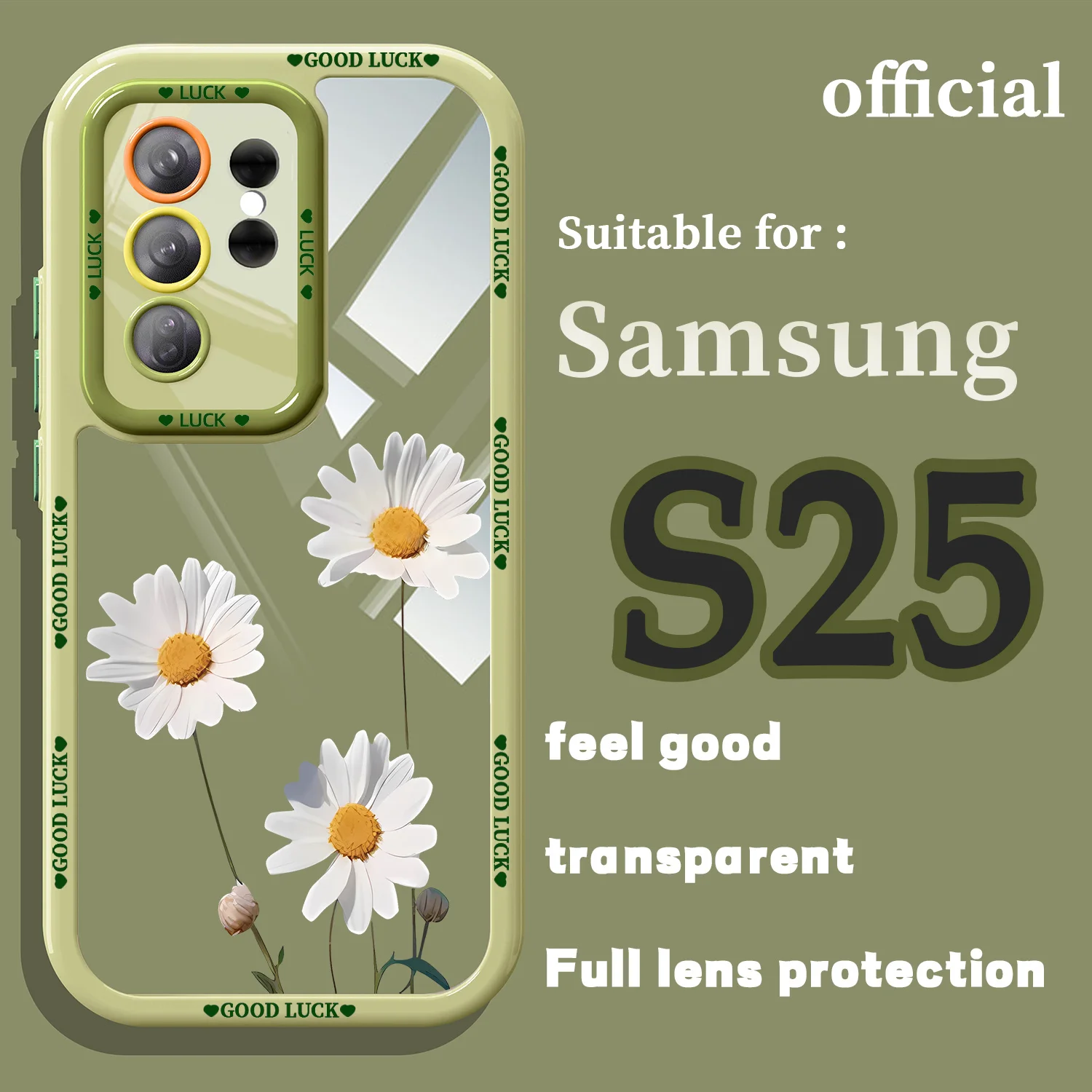 Anti drop high-quality cream colored border, suitable for Samsung GalaxyS26Ultra/S26+/S26/s25/s24/s23/s22 transparent phone case