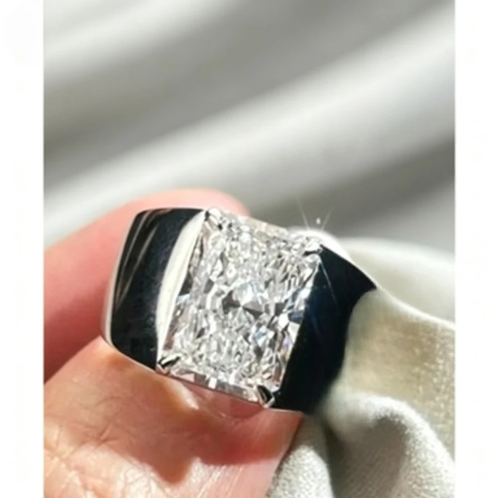 Solid 925 Sterling Silver Ring Fully Set with Moissanite Festive Gift Ideal for Any Occasion