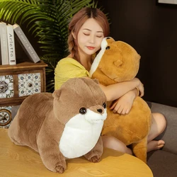 Juguetes de peluche de Lutra para niños y niñas, muñeco de Animal de nutria realista, almohada de felpa de sellado suave, regalo de cumpleaños, 50cm