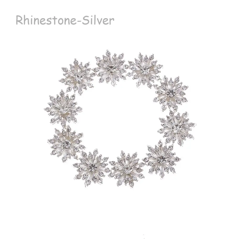 10PCS 16MM Craft Plating Hairpin Accessories Snowflake Buttons Pearl Buckle Apparel Sewing Rhinestone Button