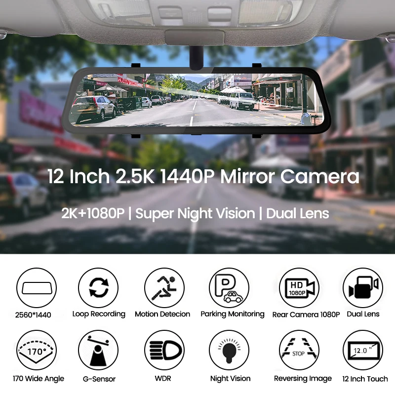 Dash Cam 12 Inch Touchscreen Wifi Autokamer Spiegel Videorecorder Voor Auto 'S Dvr Met Sony Achteruitkijkcamera Auto Zwarte Doos