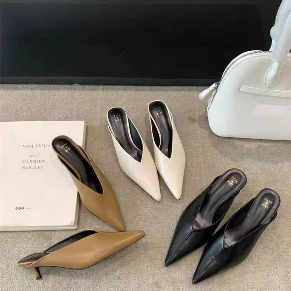 Modische Spitze Mules-Pantoffeln für Damen, Niedriger Absatz Slingback-Sandalen, Elegante Kleider-Slides, Komfort-Pumps für Frauen