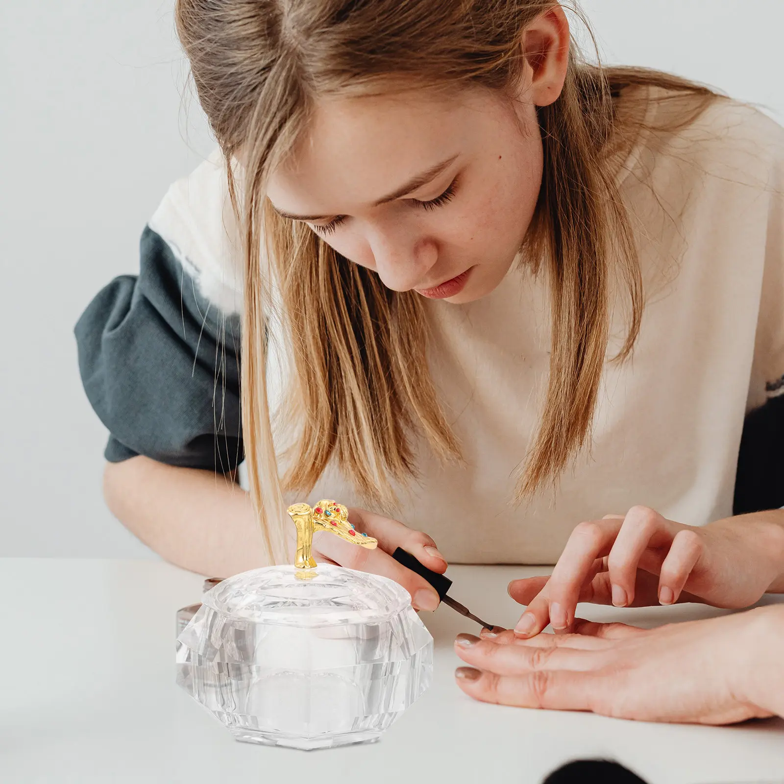 Glass Nail Dish Cup with Lid Multipurpose Dappen Dish for Acrylic Nails Nail Remover Liquid Holder Manicure Salon Tool