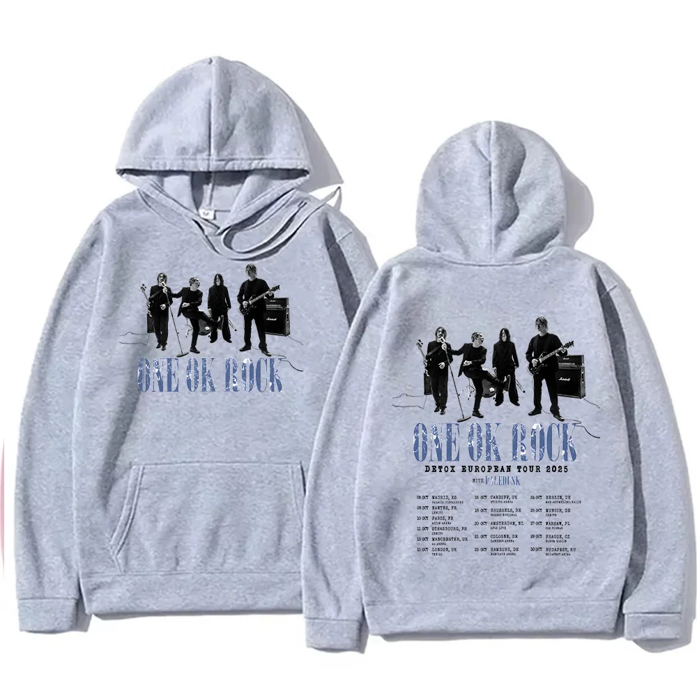 One Ok Rock Band Hip Hop Band هوديس ONE OK ROCK Detox Europban Tour بلوزات الخريف الرجال النساء الجانبين Funko Pop ملابس الشارع