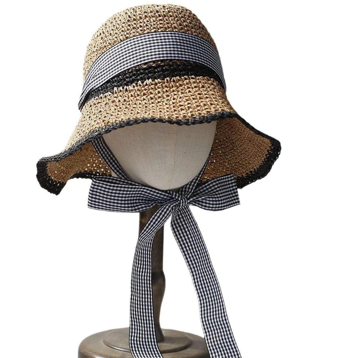 Sunscreen Beach Sweet Ladies Big Brims Straw Hat Seaside Holiday French Fisherman Basin Straw Caps