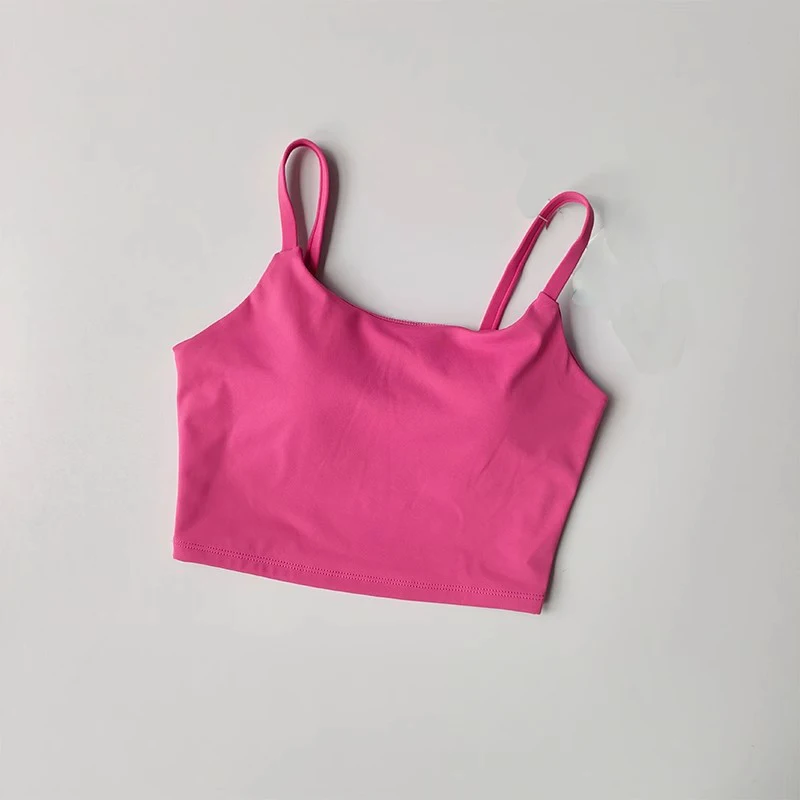 Chaleco pequeño de tirantes para mujer, ropa interior deportiva de reunión fija integrada, sujetador de belleza para entrenamiento en la espalda,