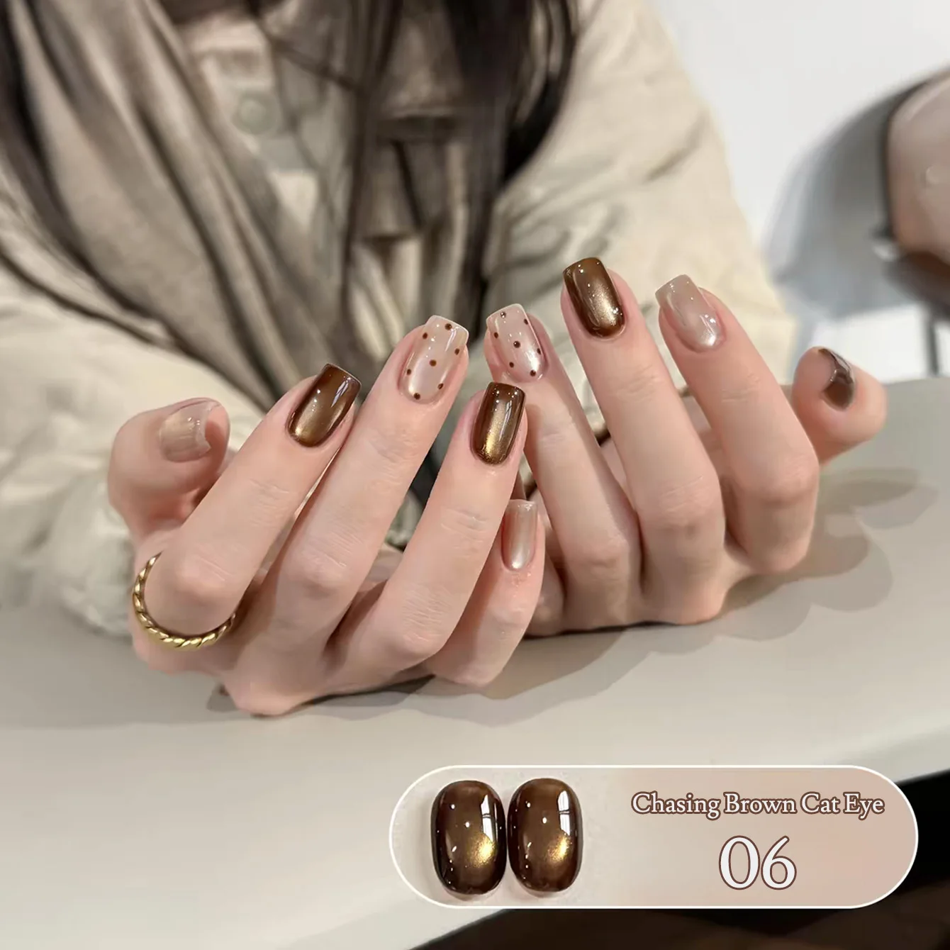 WS 1-9 Stück Herbst Tracking Cat Eye Gel Nagellack 2026 Braun Nagel Maillard Glasperlen Nagellack Herbstnägel – Detail 9