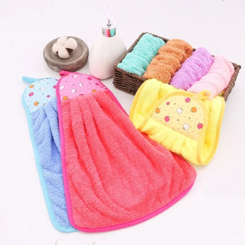 

1pcs Coral Velvet Bathroom Supplies, Soft Hand Towel, Absorbent Cloth Dishcloths, Hanging Cloth, Kitchen Accessories