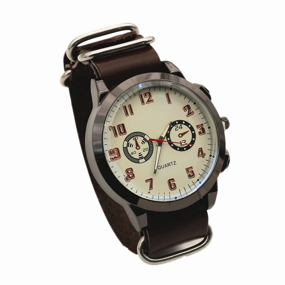 

Punk Vintage Indicating Quartz Electronic Wristwatch Brown Black Red Leather Belt Strap Men Watch Bracelet Female Jewelry