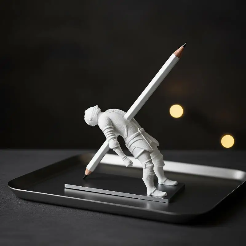 Medieval Death Knight Pen Holder Creative Desktop Pen Stand Armored Knight Desk Organizer Gothic Office Decor