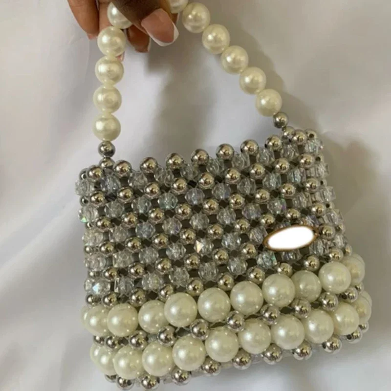 

Acrylic Bead Pearl Women's Small Square Bag New Casual Versatile Compact Wallet Handbag Can Be Customized With Popular Logo