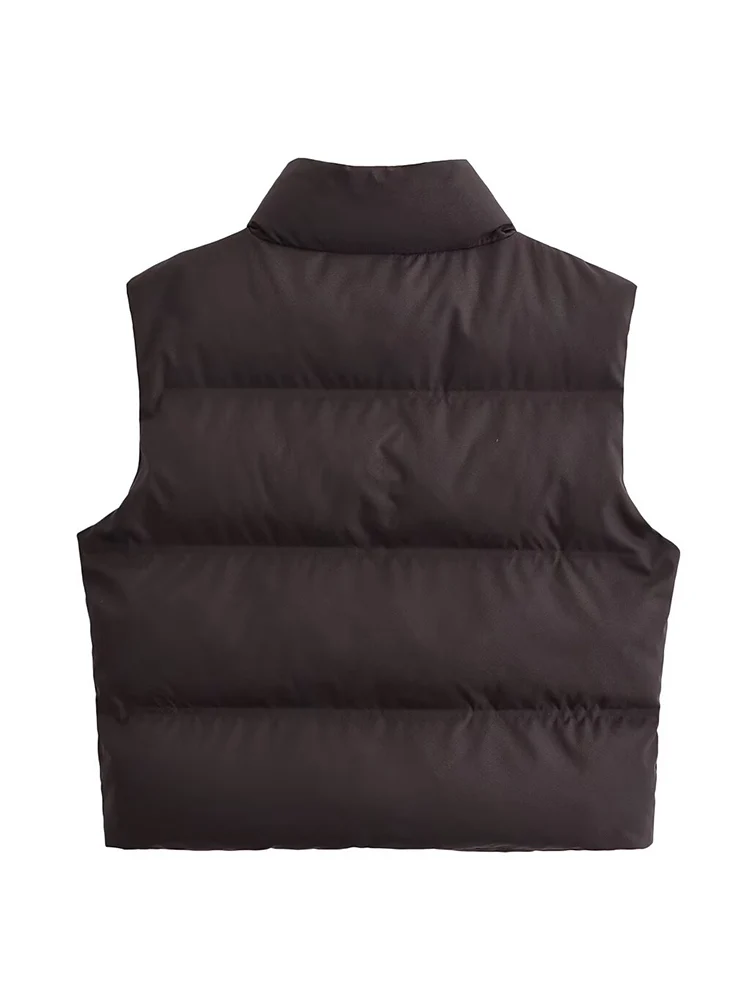 Damska kamizelka kurtka jesienno-zimowa ciepła bawełniana bez rękawów prosta codzienna kamizelka płaszcz modna jednolita kolorystycznie damska bluzka bez rękawów w stylu streetwear
