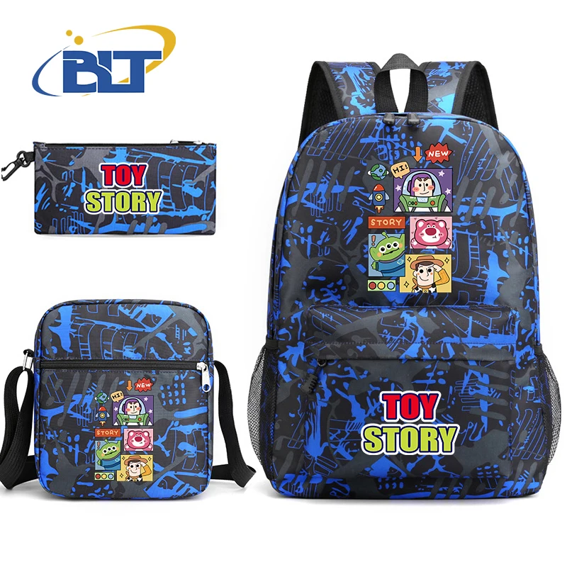 MINISO Toy Story Printed Student Schoolbag Set Children's Shoulder Bag Backpack Pencil Bag Three-piece Set