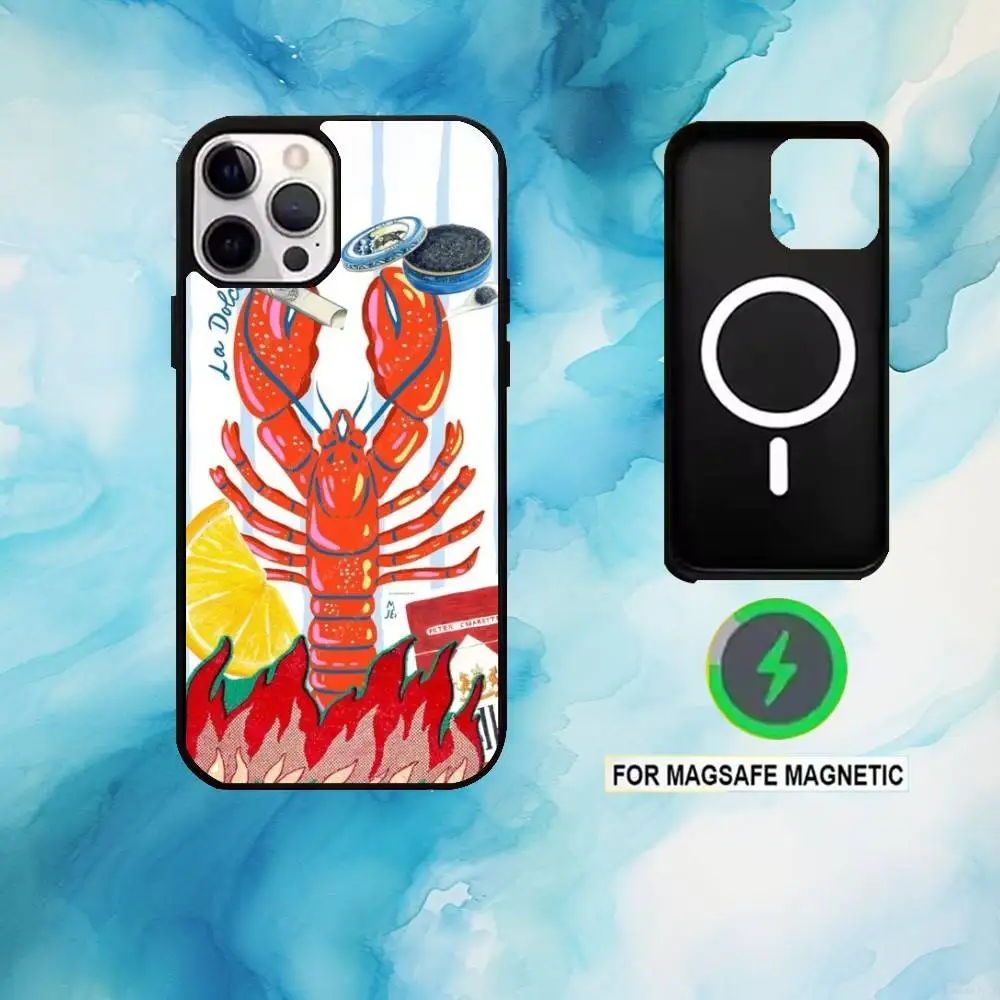 حافظة هاتف على شكل جراد البحر على شكل حيوان لهاتف iPhone17,16,15,14,13,12,11 Plus، Pro Max شحن لاسلكي Magsafe مغناطيسي #2