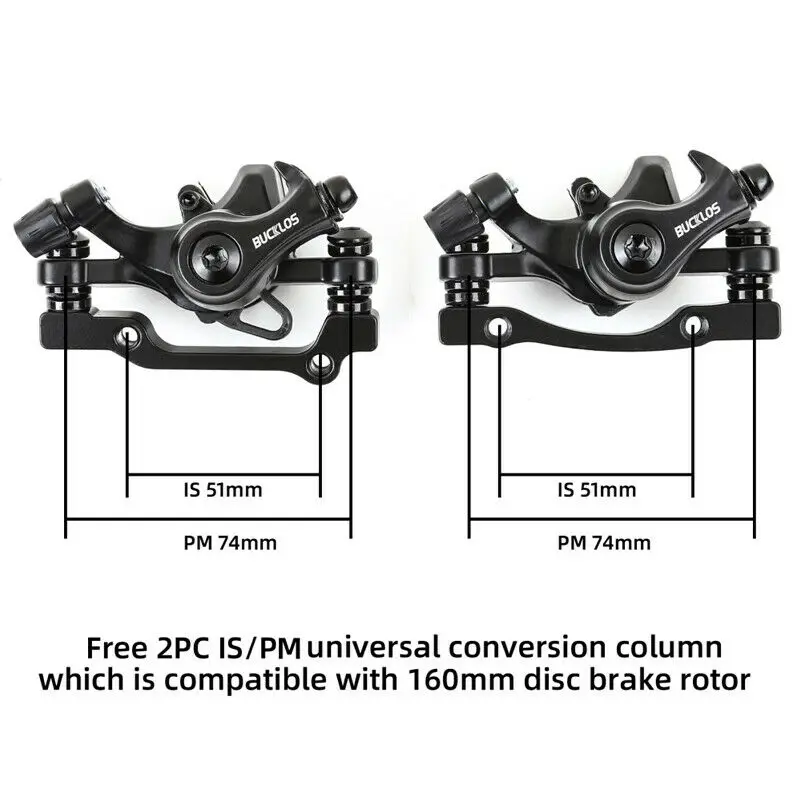 BUCKLOS Bicycle Disc Brake Caliper 160mm Front/Rear Line Pulling Disc Brake Aluminum Alloy Mechanical Brakes Calipers MTB Part