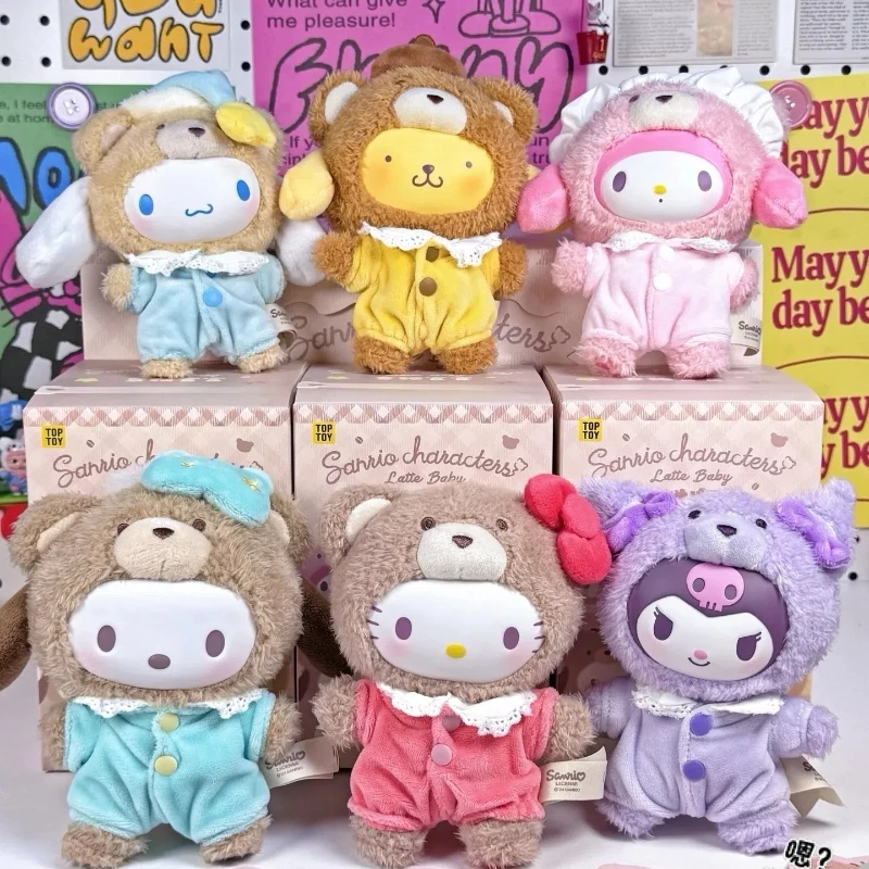 

New Genuine Velvet Latte Baby Series Blind Box Hello Kitty Kuromi Melody Trendy Play Cute Doll Mystery Box Doll Birthday Gifts