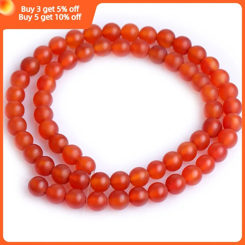 Natural Frosted Red Agates Round Loose Spacer Accessorries Beads For Jewelry Making Strand 15 inch DIY Jewelry Bead For Gifts