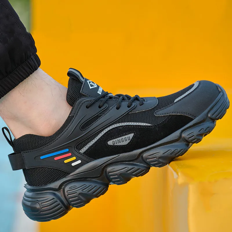 men fashion breathable steel toe cap work safety shoes worker tooling security boots designer safe sneakers protect footwear man
