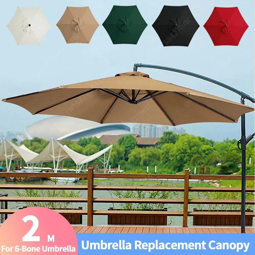 6 Bones Parasol Umbrella Surface Without Stand 2m Parasol Replaceable Cloth Waterproof UV Protection for Outdoor Beach Garden