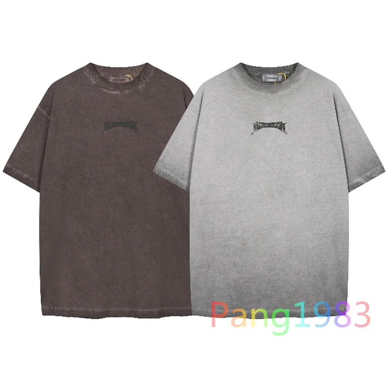 

Washed Letter Printed Short Sleeved T-shirt Men Women High Quality Mud Dyed Tops Tee Streetwear T Shirt