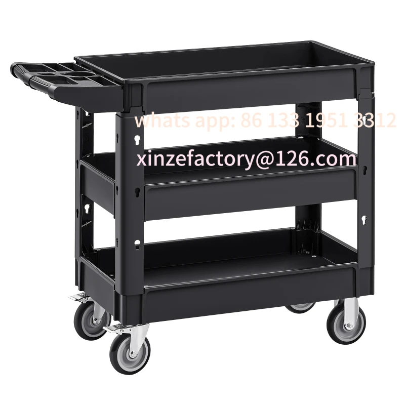 

Customizable 2/3 Shelf Utility Service Cart Dolly with 360° Swivel Wheels Ergonomic Storage Handle for Warehouse/Garage