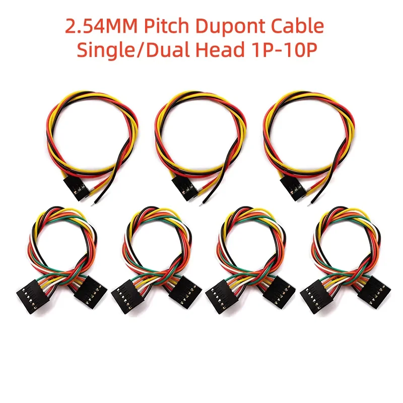 2.54MM Pitch Dupont Cable Female to Female Connector Jumper Wire Single/Dual Head 1P-10P Pin Dupont Connector Jumper Cable