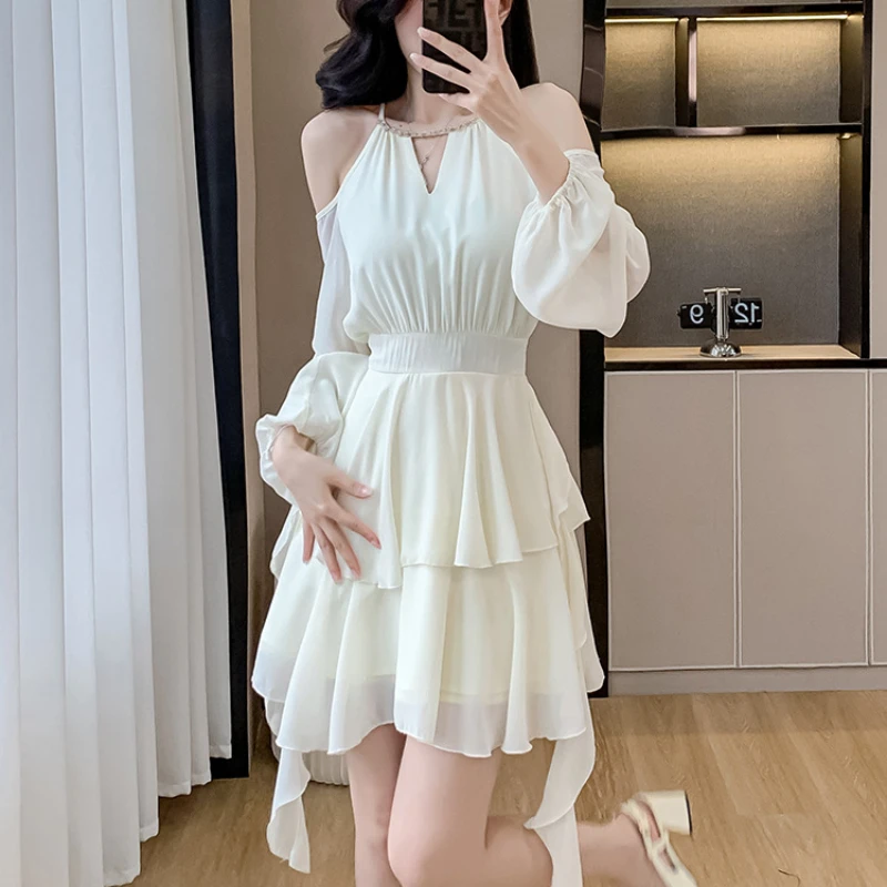 Dresses Women Summer Off Shoulder Fashion Korean Style Breathable All-match Streetwear Chic Tender Design Schoolgirls Solid New