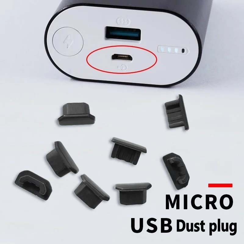 10/5Pcs Mini Anti-dust Silicone Micro-USB Phone Charger Dust Plug USB Dust Plug Charger Port Cover Cap Tablet PC Notebook Laptop