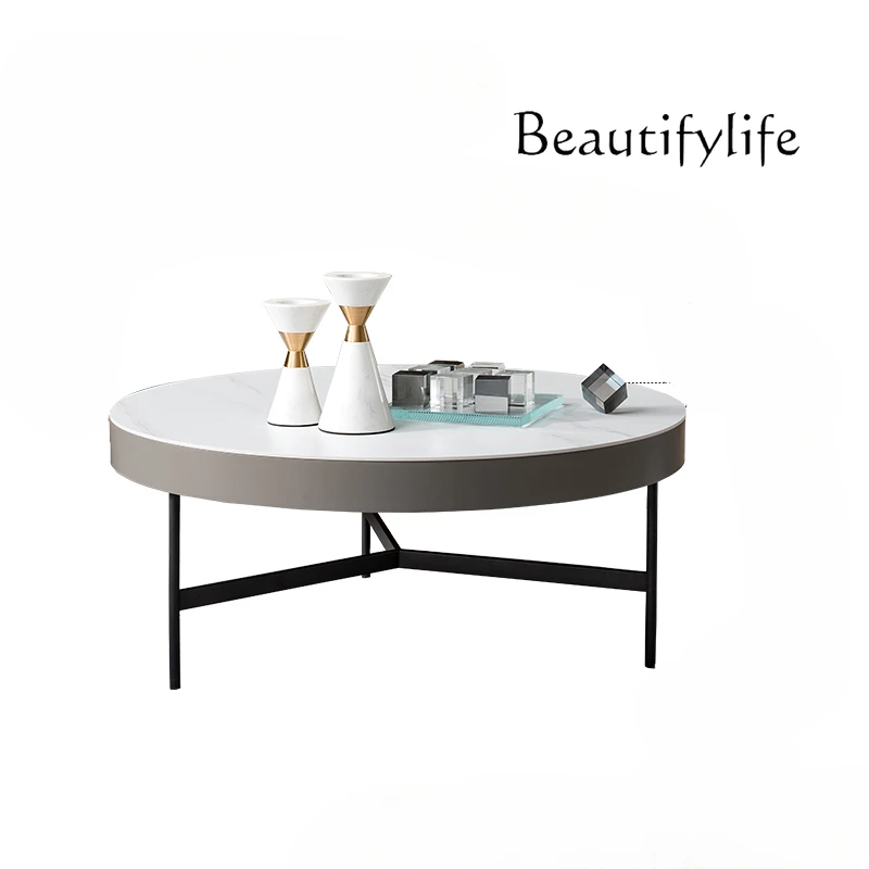 

French Home Minimalist Stone Plate Coffee Table Combination Modern Simple and Light Luxury Living Room Side Table