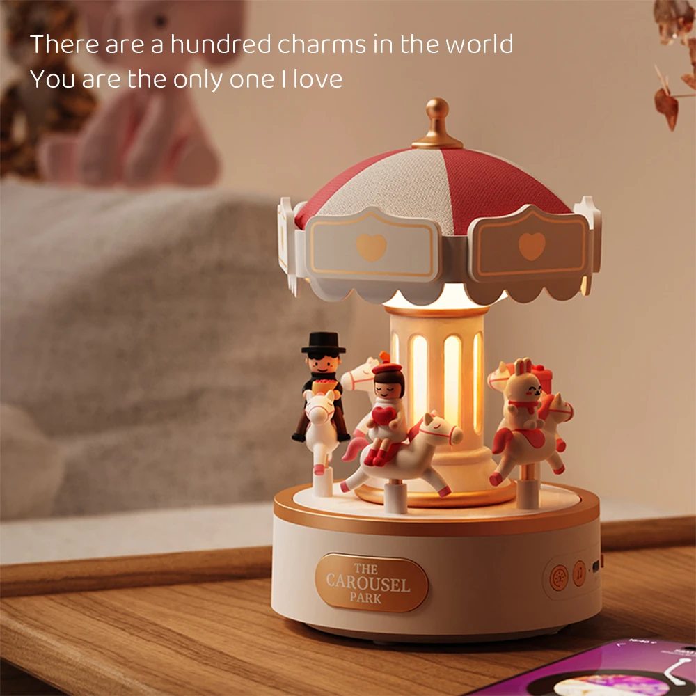 Cute Night Light Colorful Music Box Trojan Horse Light Children Charging Romantic Cartoon Christmas Birthday Gift For Kids Girls