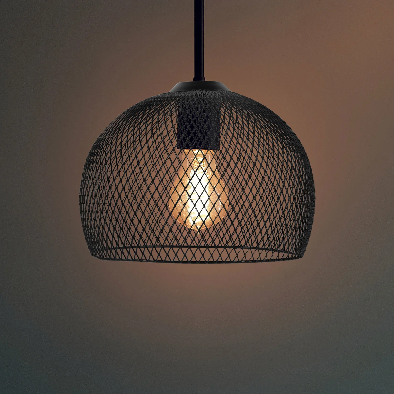 

Mesh Cage Pendant Shade Wrought Iron Lampshade 240x230mm Black Finish Lighting Accessories For Home Office Decorative