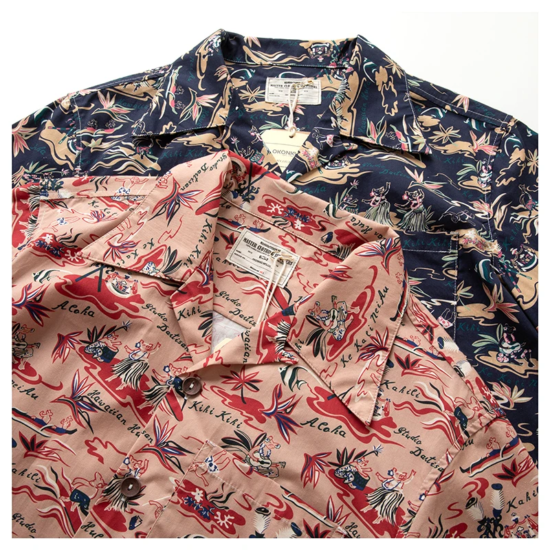 Praia de verão americana pescoço cubano camisa de manga curta, camisa solta estampada floral completa havaiana, 24ss Y2k Vintage Juventude Masculina Tops