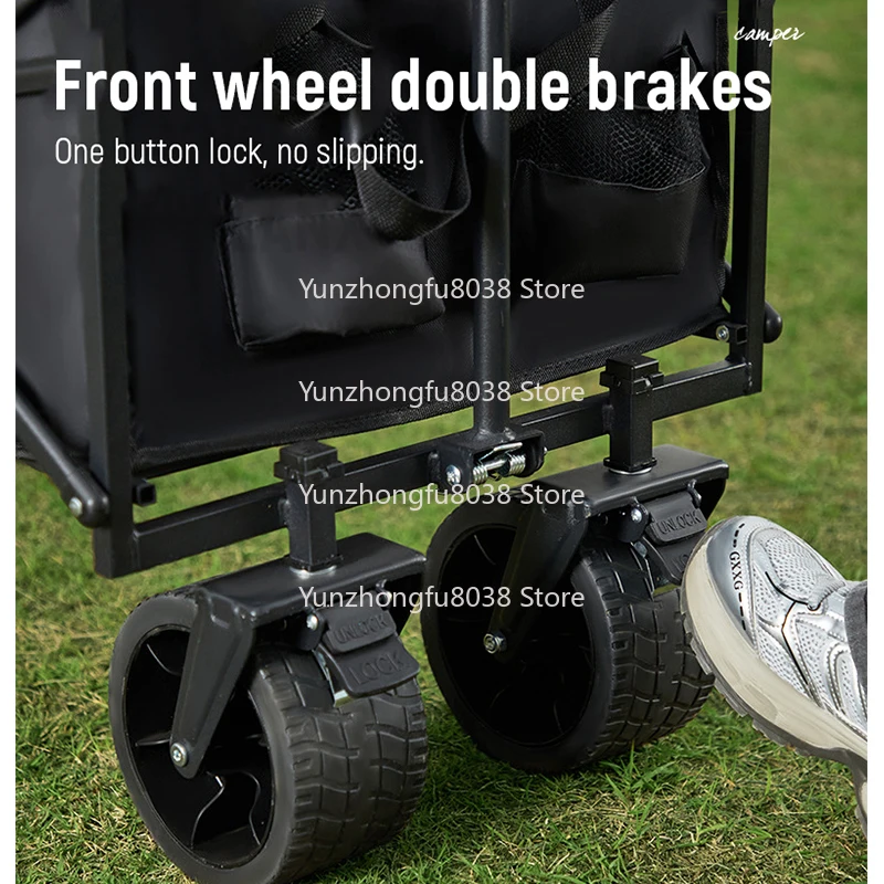 

Foldable Camping Wagon with Brakes Camping Cart for Beach