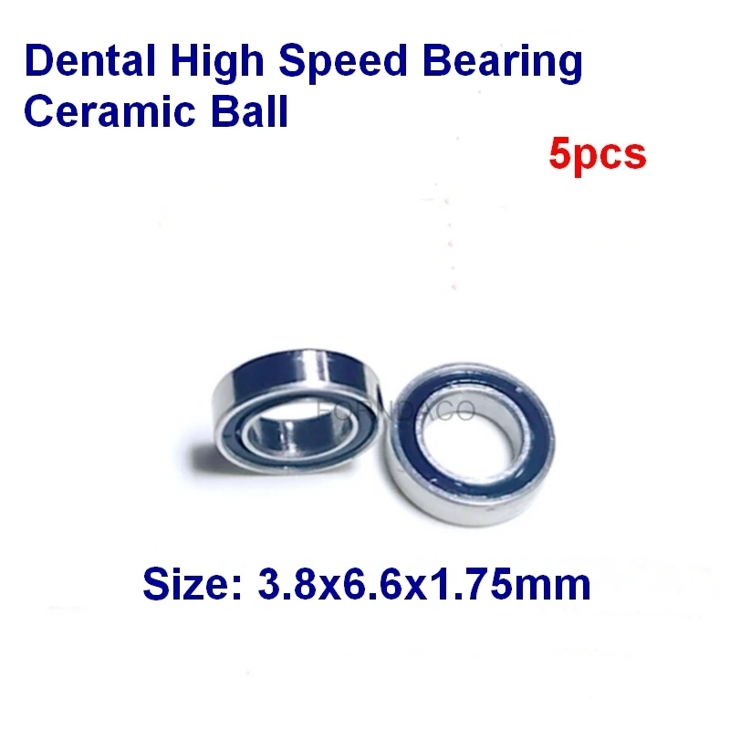 5pcs Dental High Speed Handpiece Bearing Size 3.8x6.6x1.75mm Ceramic Ball