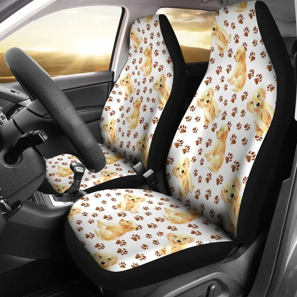 Labrador Dog Print Pattern Seat Cover Car Seat Covers Set 2 Pc, Car Accessories Car Mats