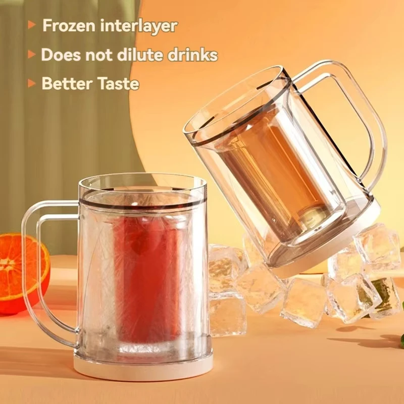 

Ice Coffee Cup Freeze Beer Glasses Plastic Double Interlayer Ice Beer Cup Large-Capacity Beverage Ice Mugs Home Drinkware