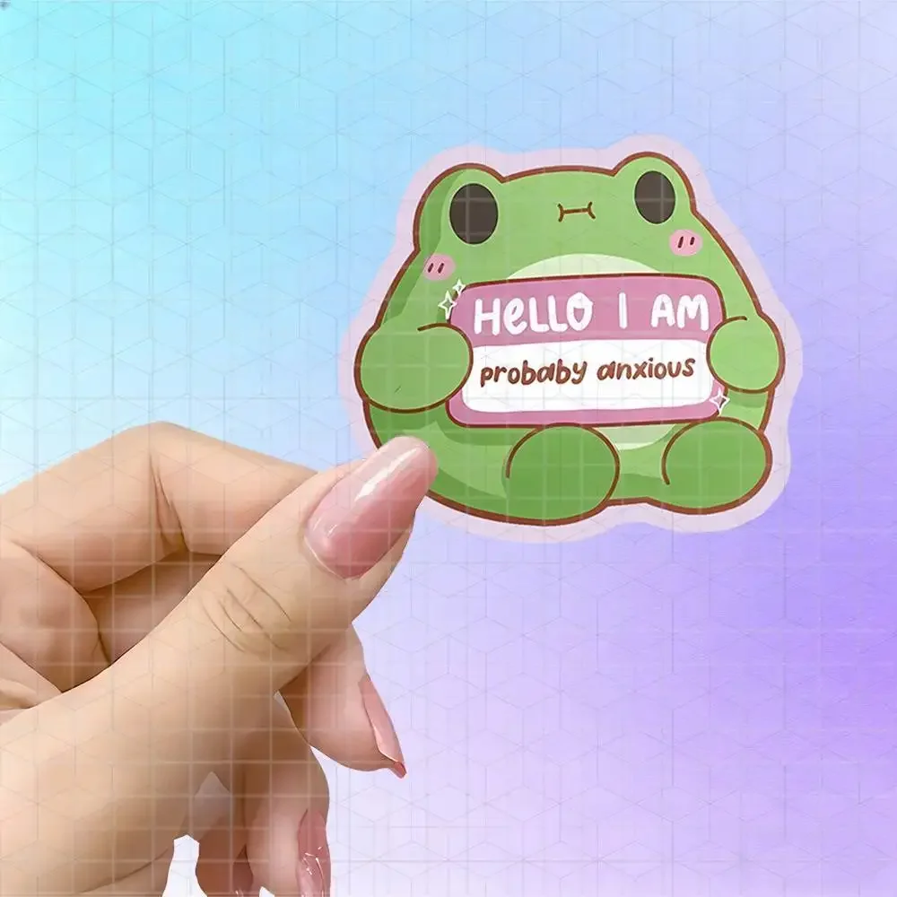 Hello I'M Probably An Anxious Frog Cute Social Anxiety Vinyl Sticker Matte Decal For Laptop Journal