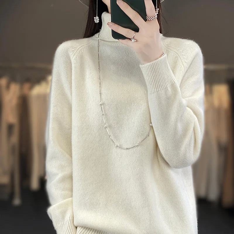 New Cashmere Sweater Women\'s Turtleneck Pullover Women\'s Fashion Cashmere Sweater Women\'s Thickened Knitted Sweater Long Sleeved