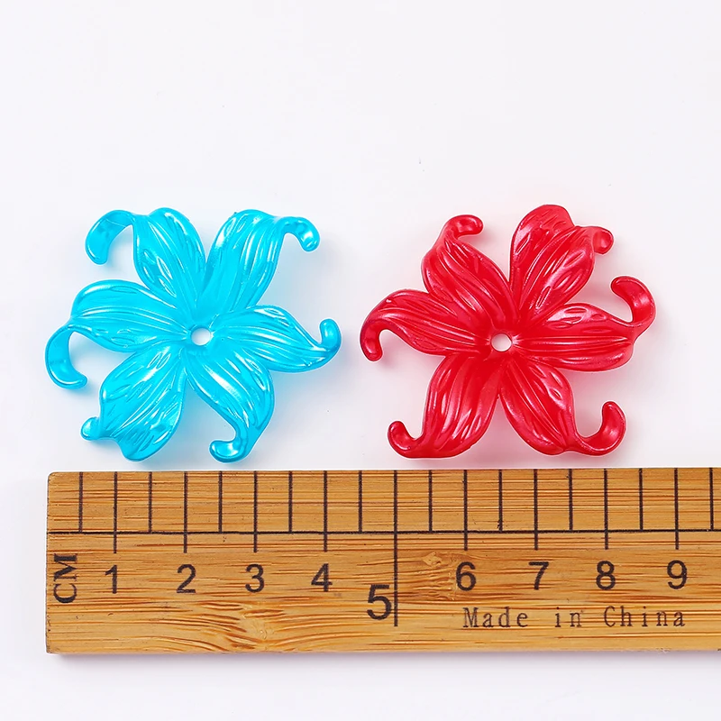 42x44mm 20pcs imitation pearl acrylic iris  flowers weaving petal flower holder hair accessory material ocean flower loose beads