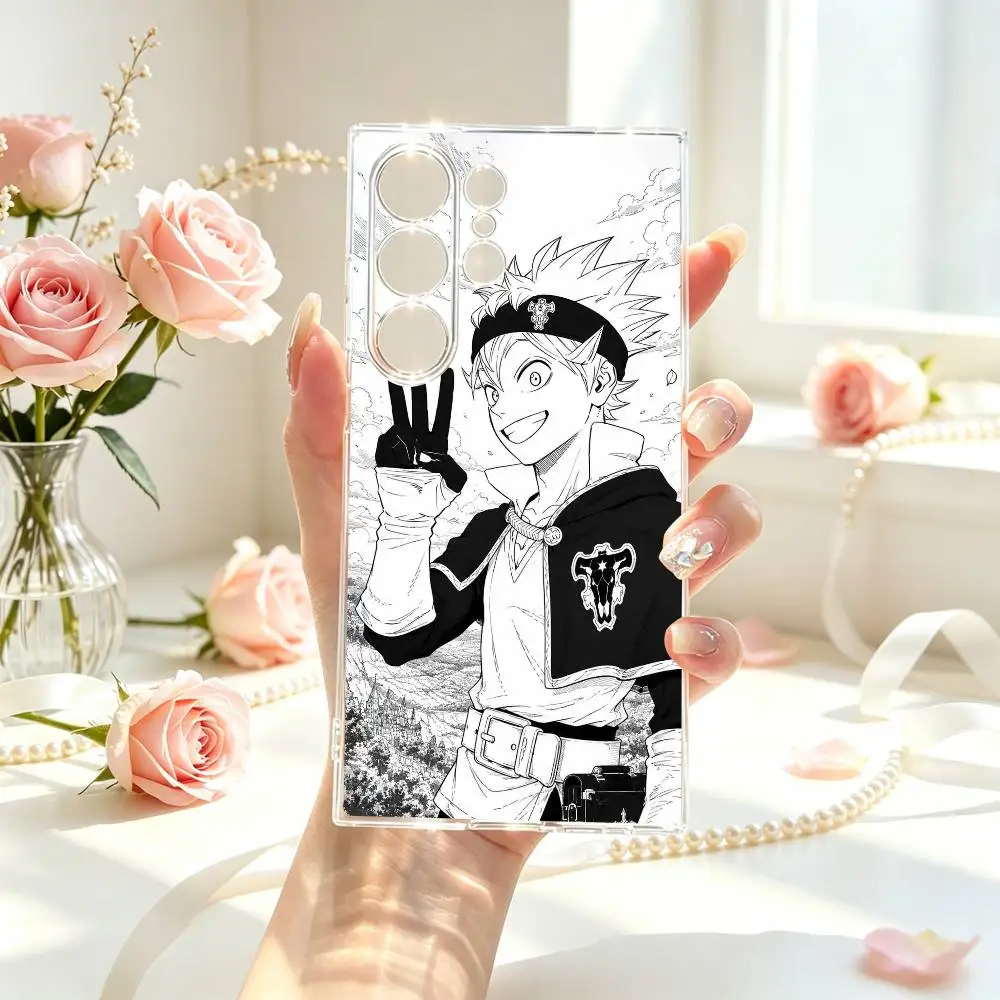 Asta Black C-Clover Popular Anime Phone Case For Samsung S25,S24,S21,S22,S23,S30,Ultra,S20,Plus,Fe Transparent Cover