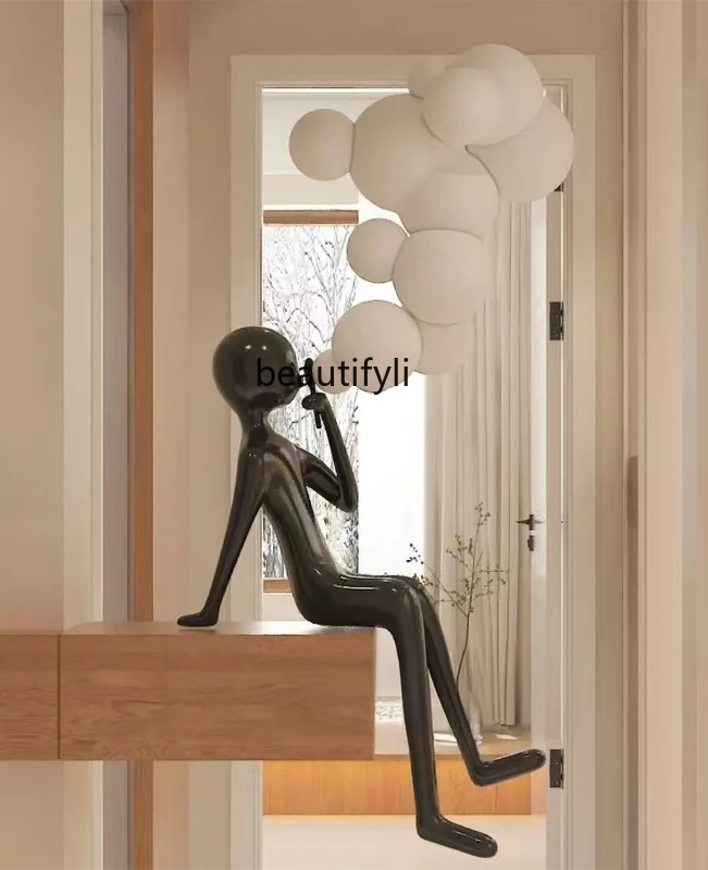 

Bubble blowing abstract figure hotel lobby staircase living room decoration floor-to-ceiling ornament