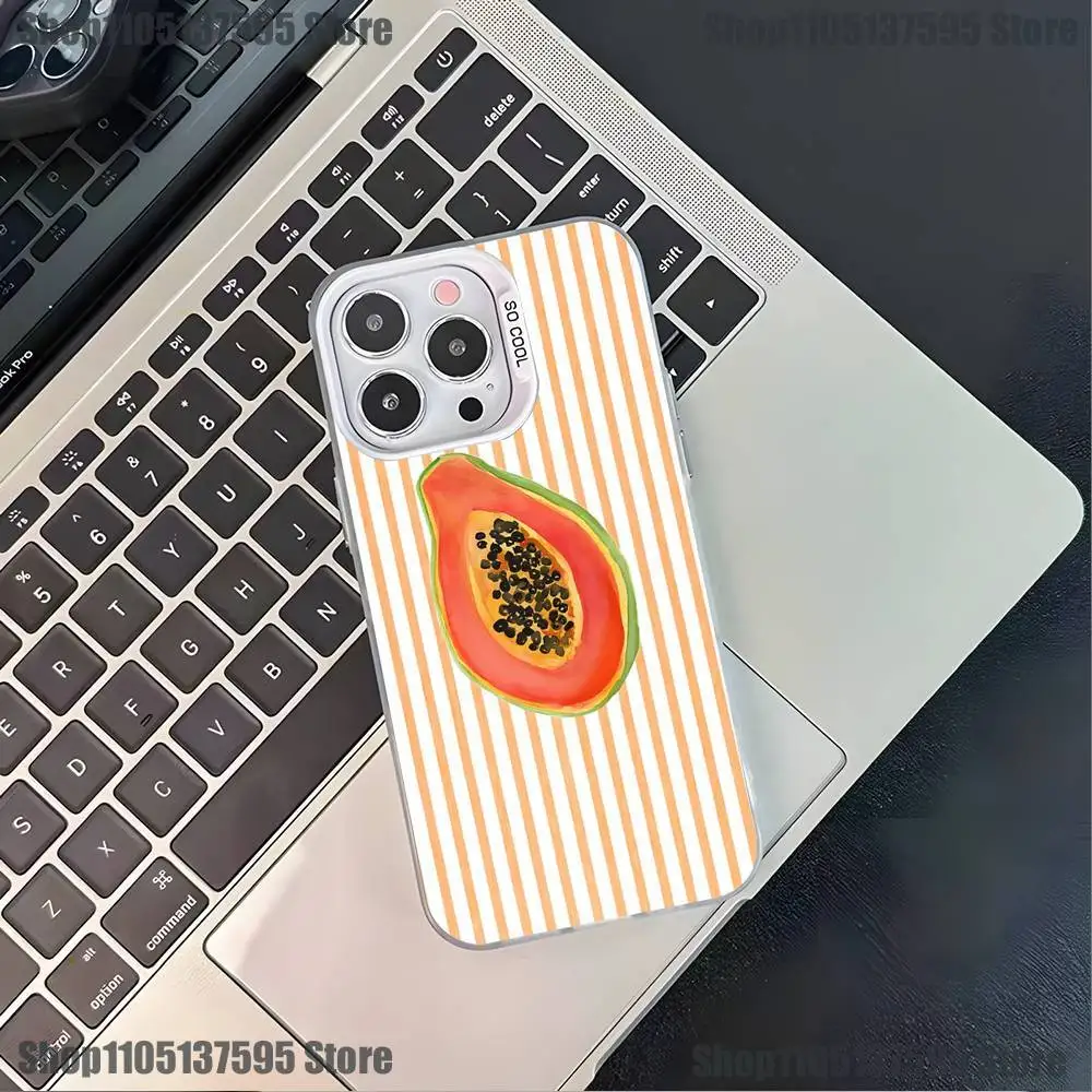 Casing HP Buah Musim Panas Segar Lemon Ceri Untuk iPhone 17,16,15,14,13,12,Pro,XS,Max,Plus,Mini,SE4,E Putih Matte Anti Benturan