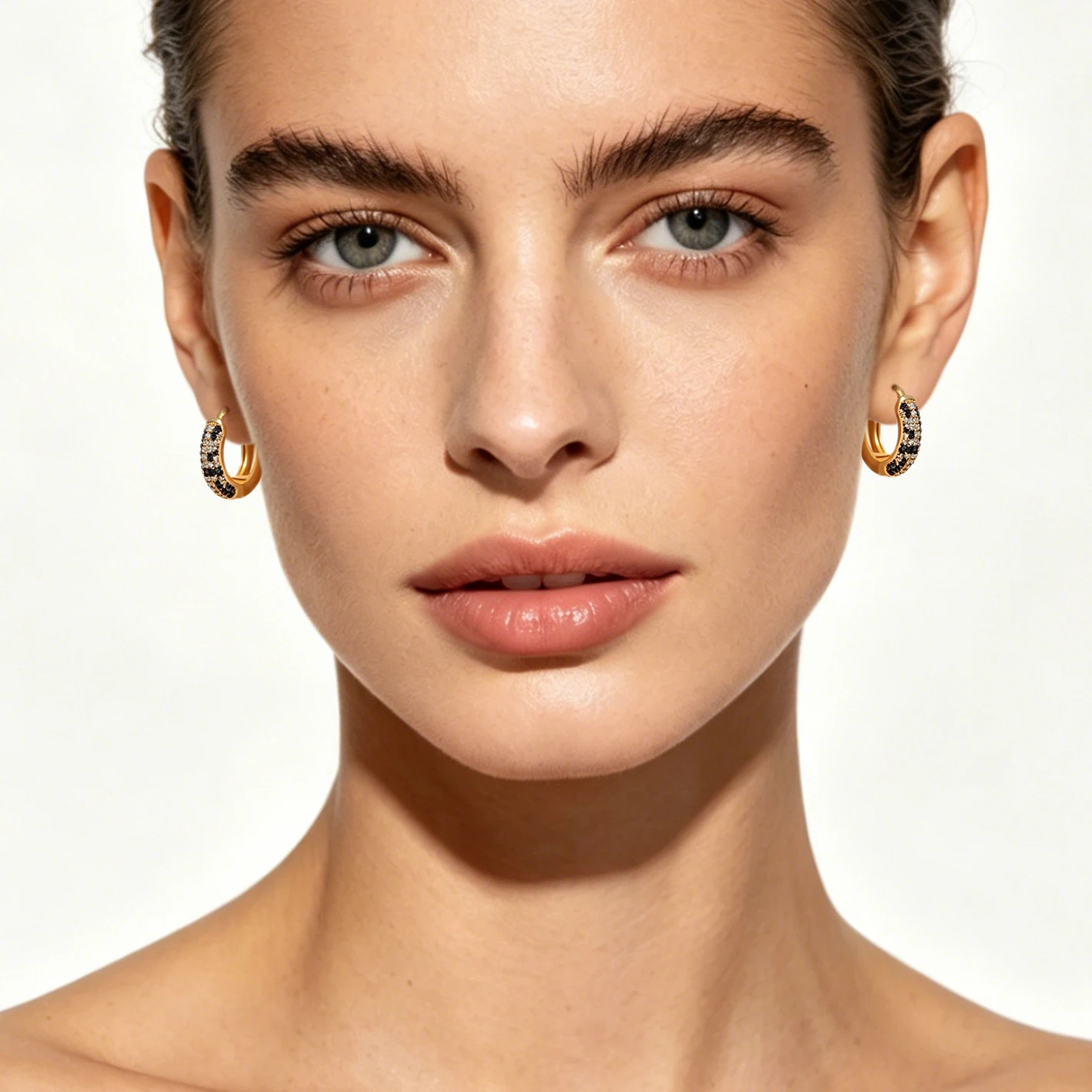 Women's Retro Leopard Python Pattern Zircon Round Hoop Earrings