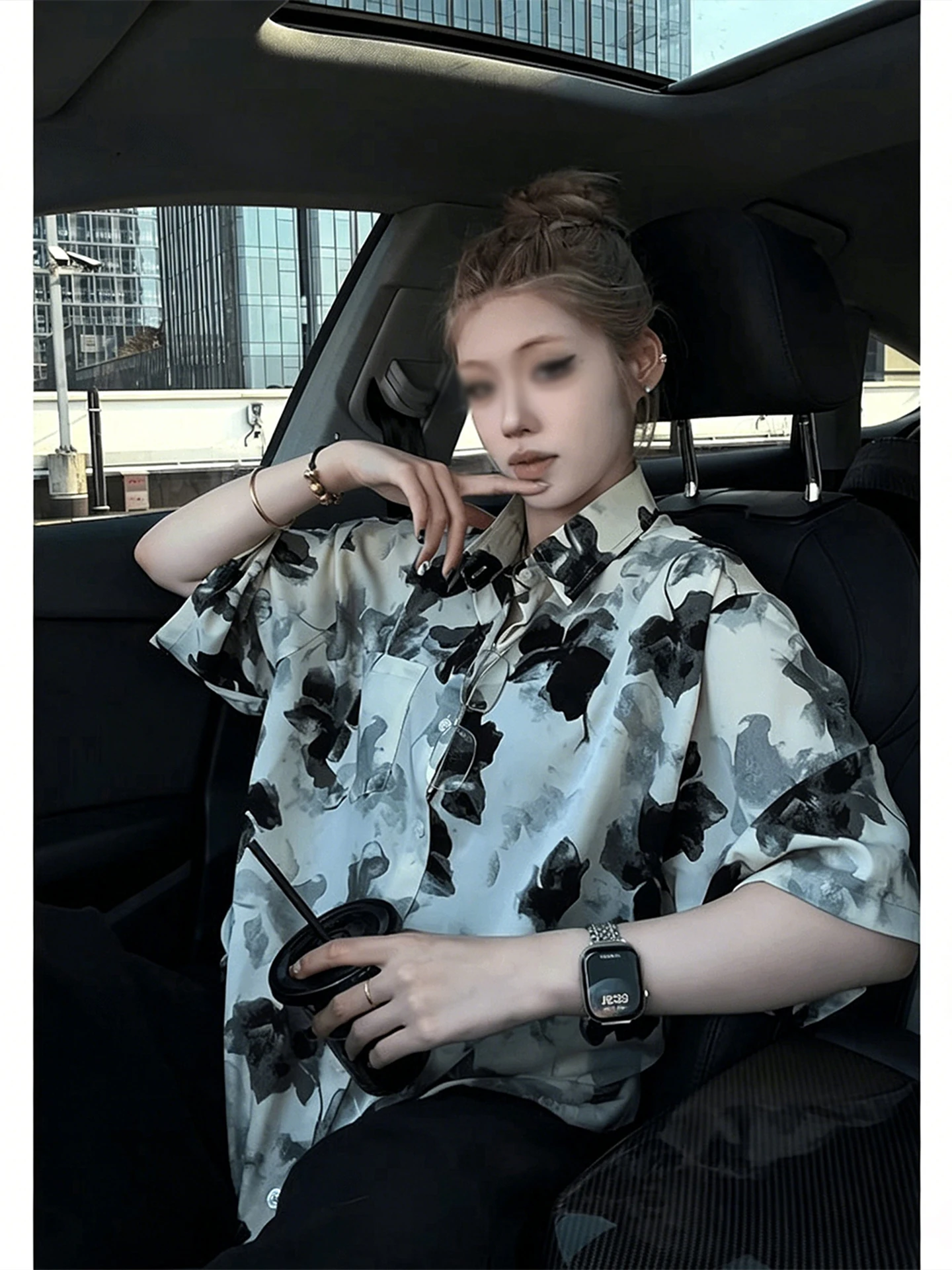 

Ice Silk Flower Casual Half Sleeve Shirt Men's Summer Quick Dry Hawaii Vacation Couple's Loose Fit Printed Thin Cotton Shirt