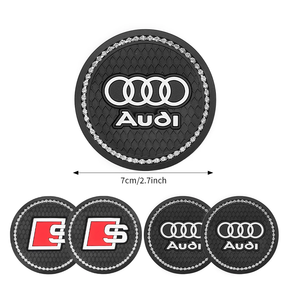 1/2PCS Non-slip Car Water Cup Pad Diamond Rhinestone Rubber Mat For Audi S line TT a4 b8 b6 a3 8p a6 c7 c8 a5 Car Accessories